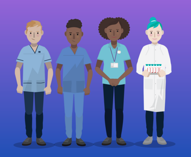 Illustration of various Healthcare Science support workers